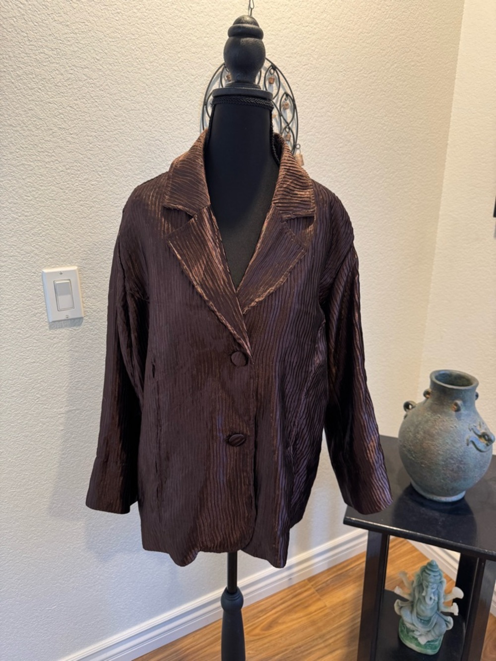 Chico's Dark Brown Crinkled Blazer,  Chico's size 3 or women's size 16
